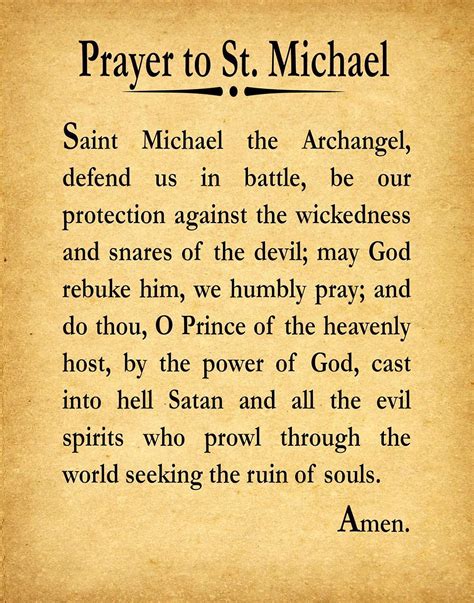 Free Printable St Michael Prayer Card Printable